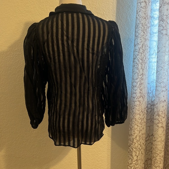 Zara organza statement sleeve striped blouse - Picture 6 of 8